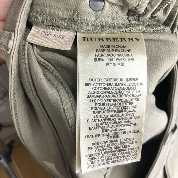 Burberry BRIT olive green skinny low rise jeans sz 27 - Picture 4 of 8